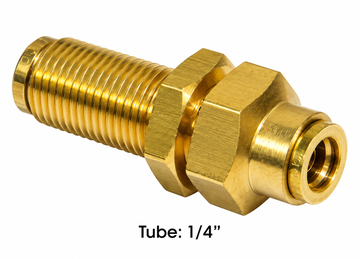 177.13B62BH4 - Brass PLC Bulkhead Union 1/4in