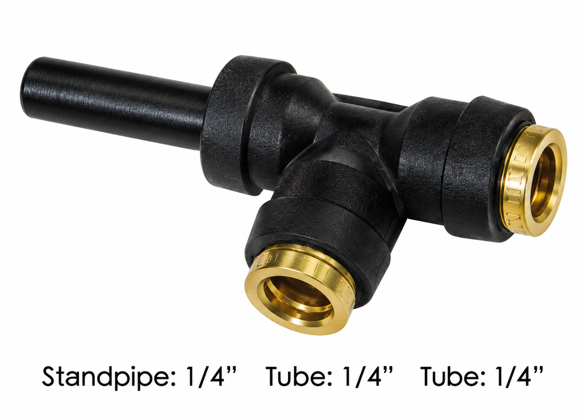 177.12C514B - PLC Standpipe Run Tee 1/4 X 1/4 X 1/4in