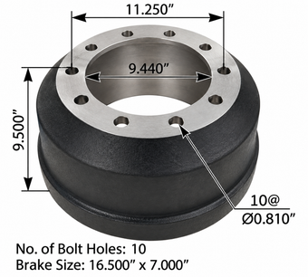 compare product 151.6703TR - Brake Drum 16.500in X 7.000in